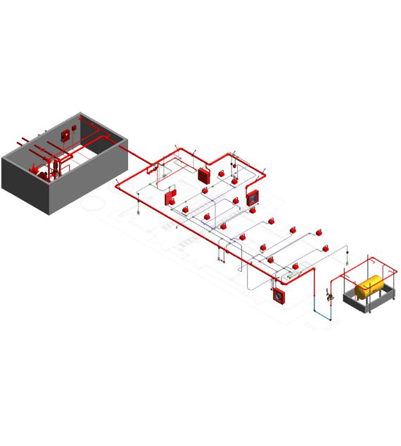 diseño de planos para sistemas de incendio